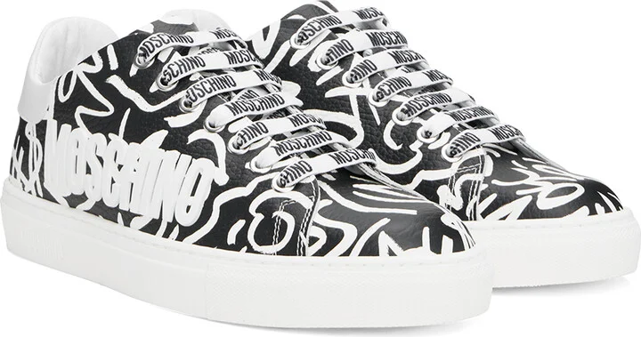 Moschino Black Leather Low-Top Sneakers - Image 4