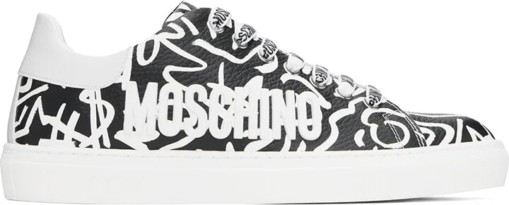 Moschino Black Leather Low-Top Sneakers