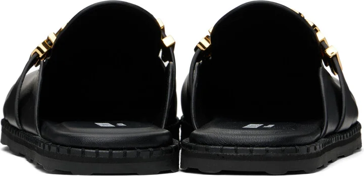 Moschino Black Leather Mule Loafers - Image 2