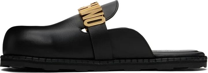 Moschino Black Leather Mule Loafers - Image 3