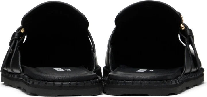 Moschino Black Leather Mule Loafers - Image 2