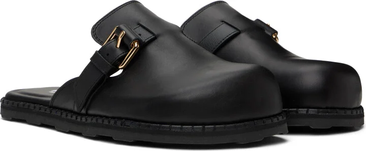 Moschino Black Leather Mule Loafers - Image 4