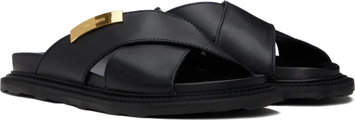 Moschino Black Leather Sandals - Image 4