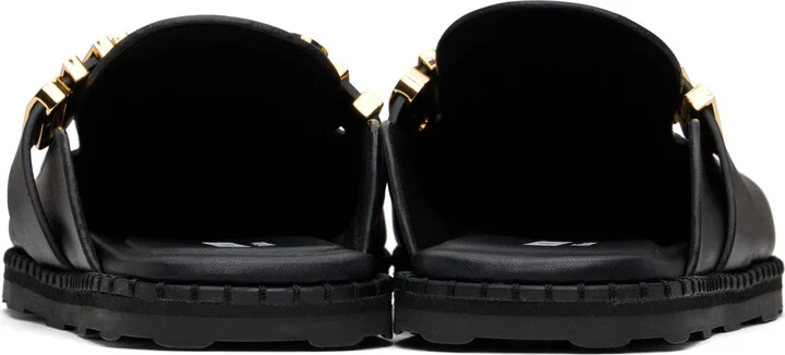 Moschino Black Lettering Logo Slip-on Loafers - Image 2