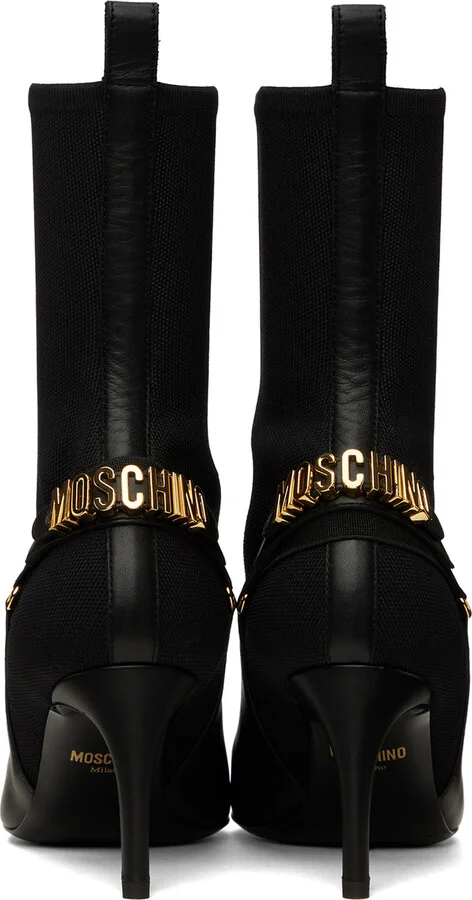 Moschino Black Logo Ankle Boots - Image 2