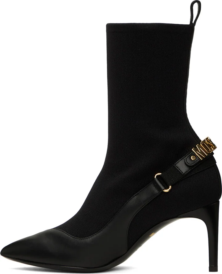 Moschino Black Logo Ankle Boots - Image 3