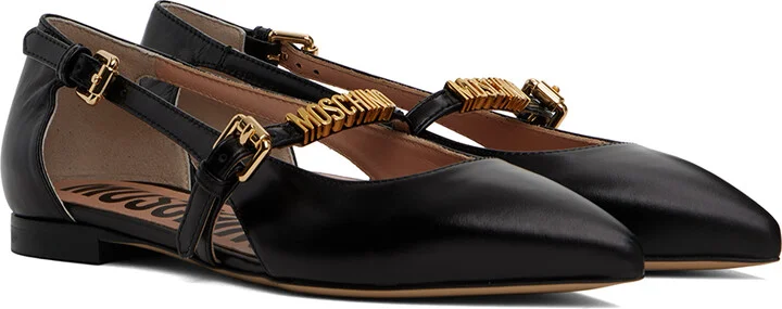Moschino Black Logo Lettering Ballerina Flats - Image 4