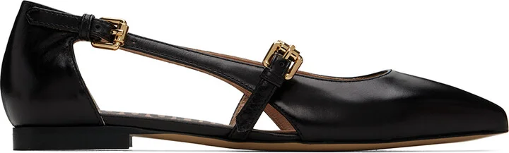 Moschino Black Logo Lettering Ballerina Flats