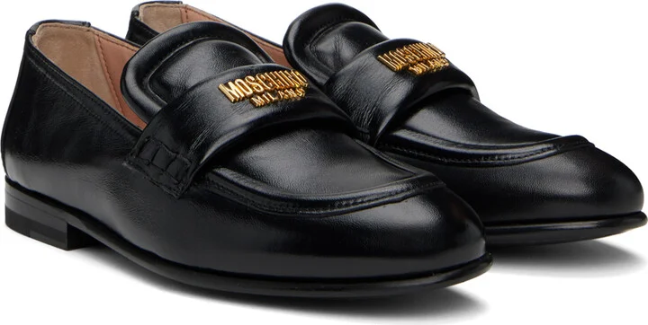 Moschino Black Metal Logo Loafers - Image 4