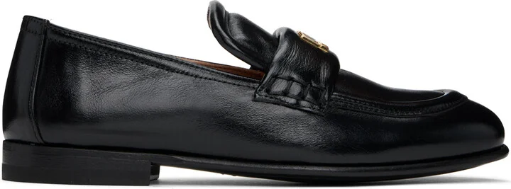 Moschino Black Metal Logo Loafers