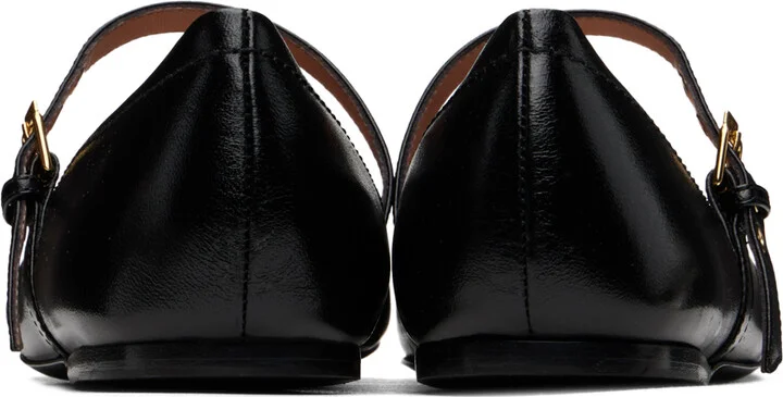 Moschino Black Metal Logo Shiny Calfskin Ballerina Flats - Image 2