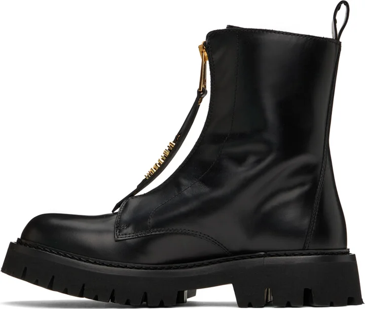 Moschino Black Mini Lettering Logo Boots - Image 3