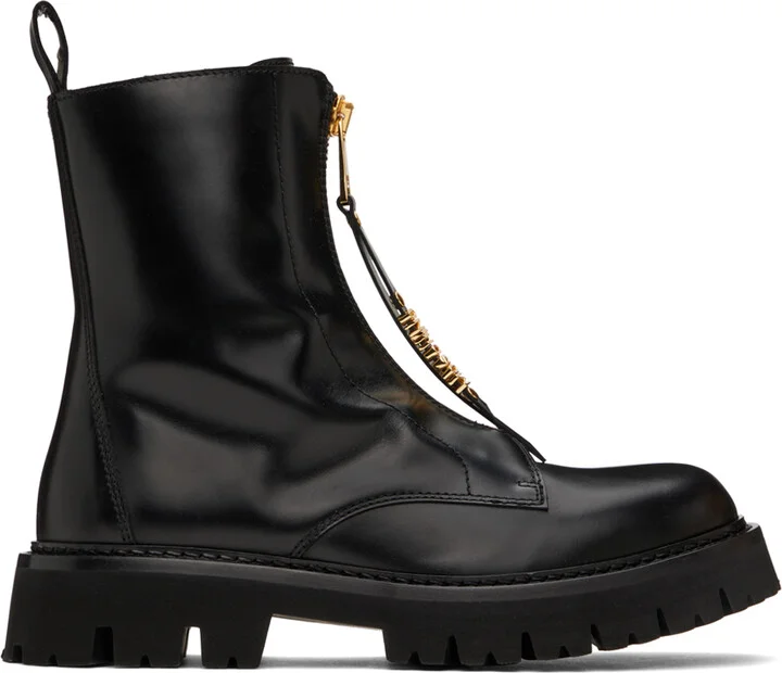 Moschino Black Mini Lettering Logo Boots