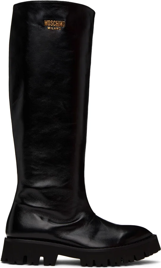 Moschino Black Plate Boots