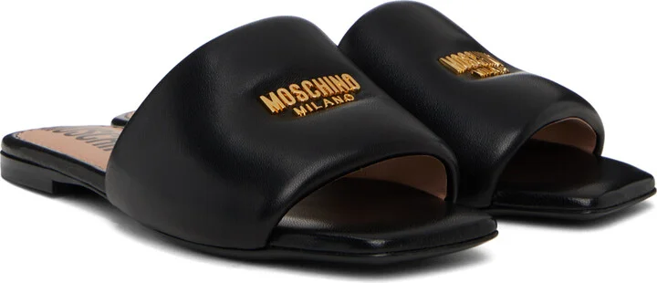 Moschino Black Plate Slides - Image 4