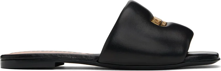 Moschino Black Plate Slides