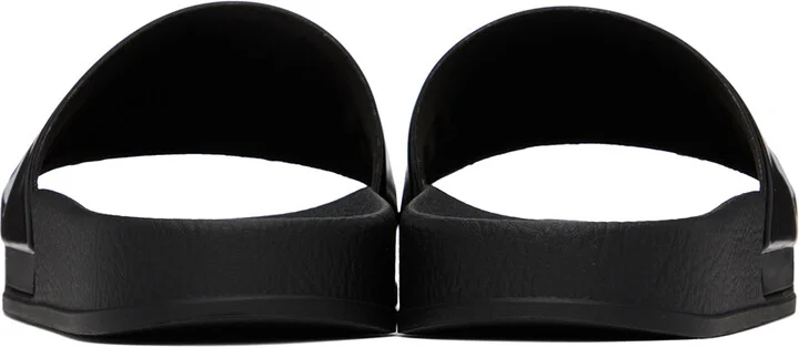 Moschino Black PVC Logo Pool Slides - Image 2