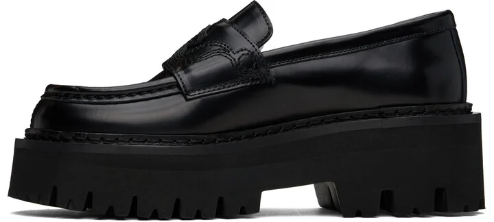 Moschino Black Question Stitch Loafers - Image 3
