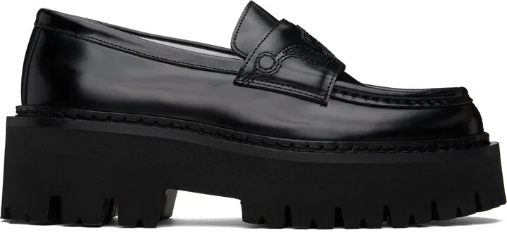 Moschino Black Question Stitch Loafers