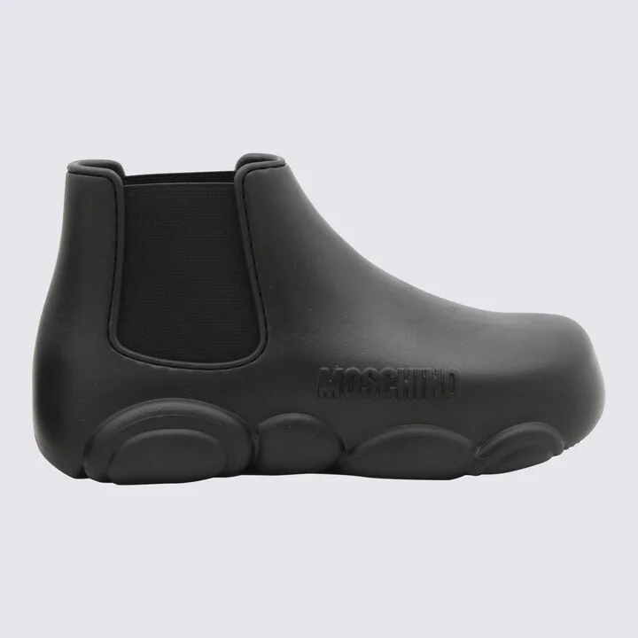 Moschino Black Rubber Gummy Boots