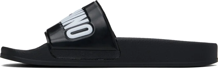 Moschino Black Rubber Pool Slides - Image 3