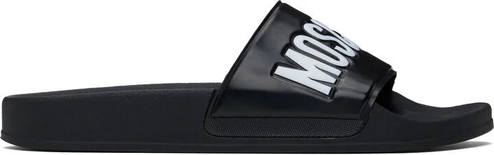 Moschino Black Rubber Pool Slides