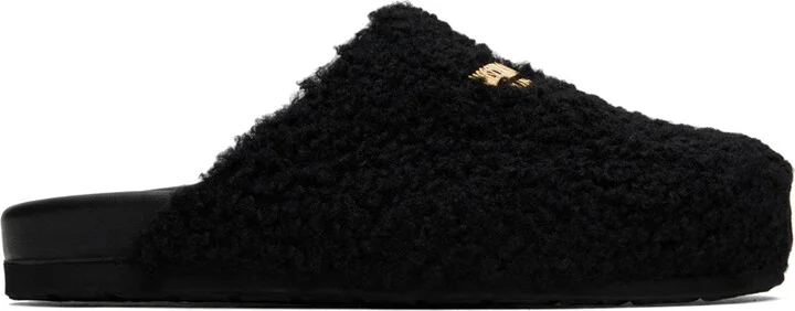 Moschino Black Shearling Slippers