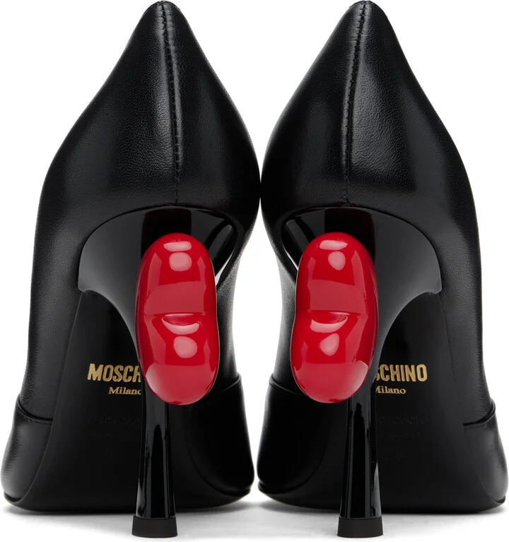 Moschino Black Sweet Heart Nappa Leather Heels - Image 2