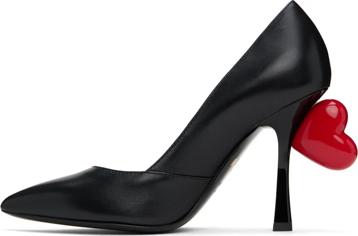Moschino Black Sweet Heart Nappa Leather Heels - Image 3