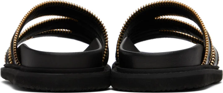 Moschino Black Zipper Detail Sandals - Image 2