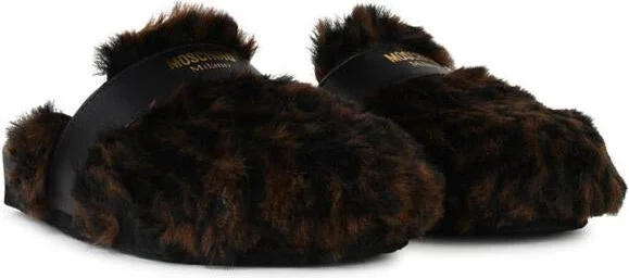 Moschino Brown Leather Blend Slippers - Image 2
