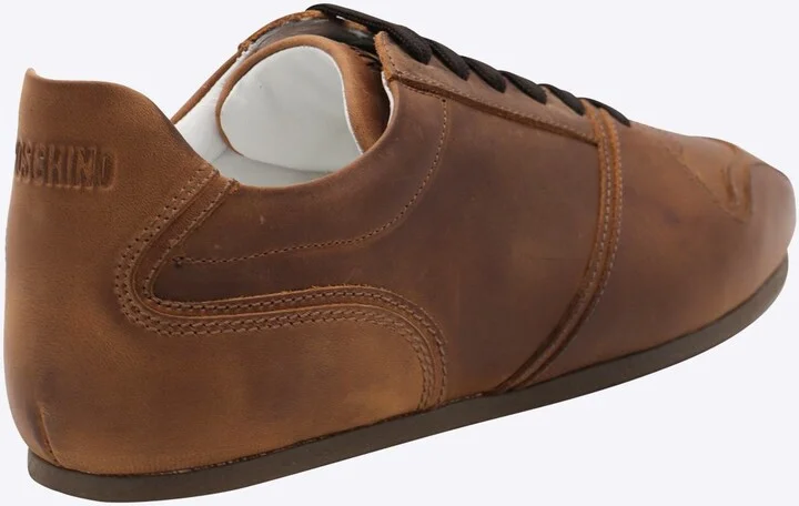 Moschino Brown Leather Sneakers - Image 3