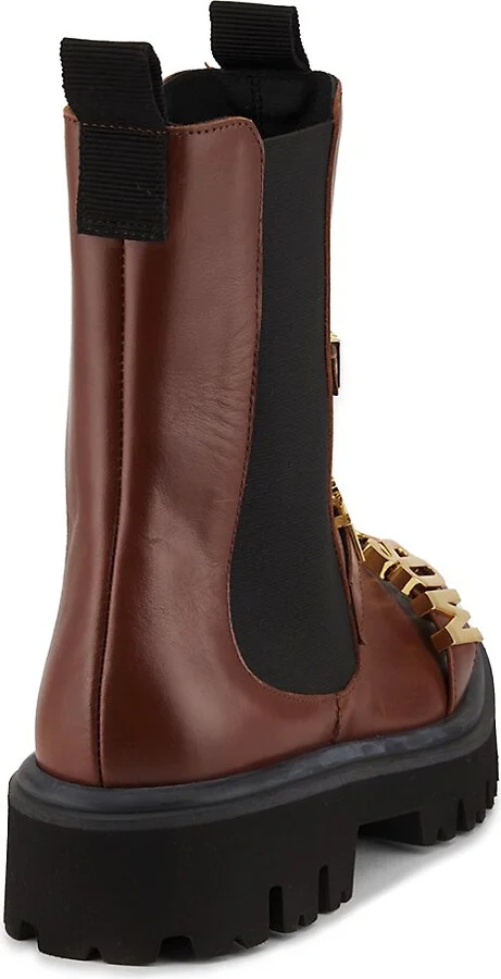 Moschino Couture! Women's Logo Lug Sole Leather Chelsea Boots - Image 3