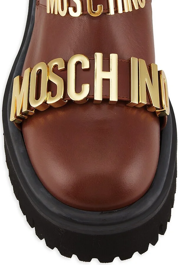 Moschino Couture! Women's Logo Lug Sole Leather Chelsea Boots - Image 5