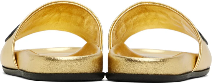 Moschino Gold Rubber Logo Slides - Image 2