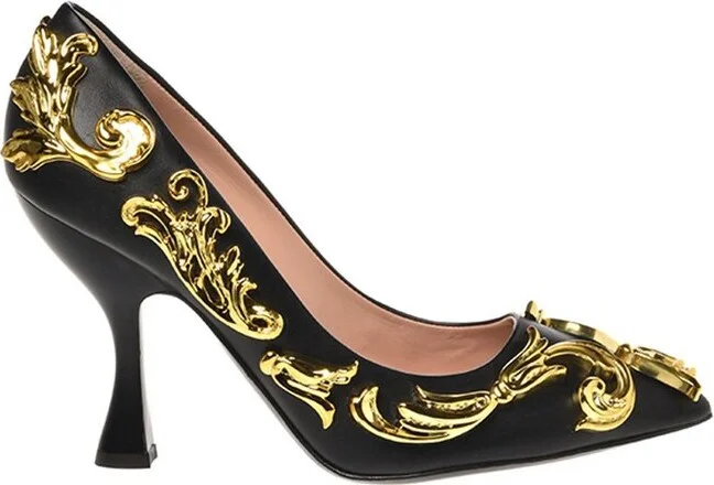 Moschino Graphic Plaque Pointed-Toe Pumps