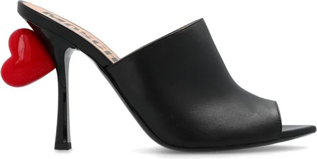 Moschino Heart-Detail Open Pointed-Toe Mules