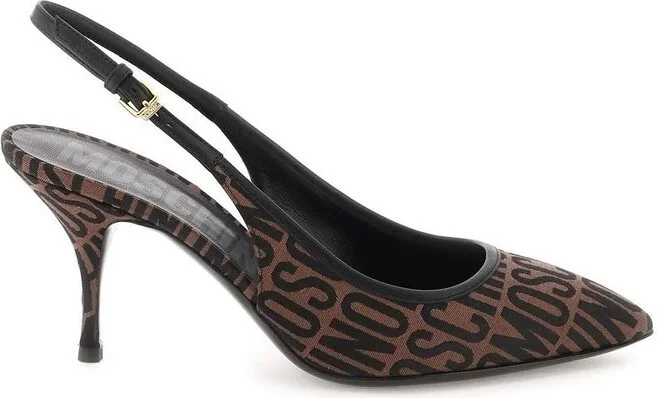 Moschino Jacquard Logo Slingback Pumps