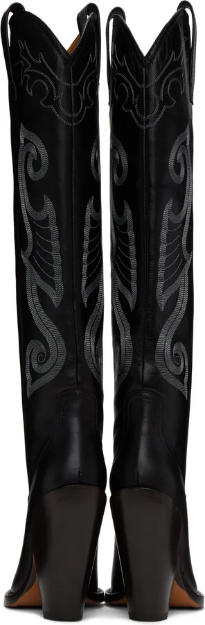 Moschino Jeans Black High Western Boots - Image 2
