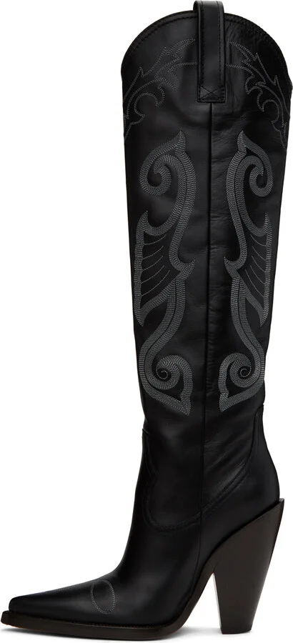 Moschino Jeans Black High Western Boots - Image 3