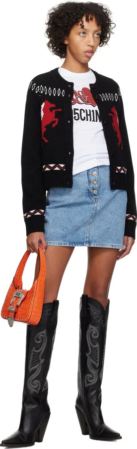 Moschino Jeans Black High Western Boots - Image 5