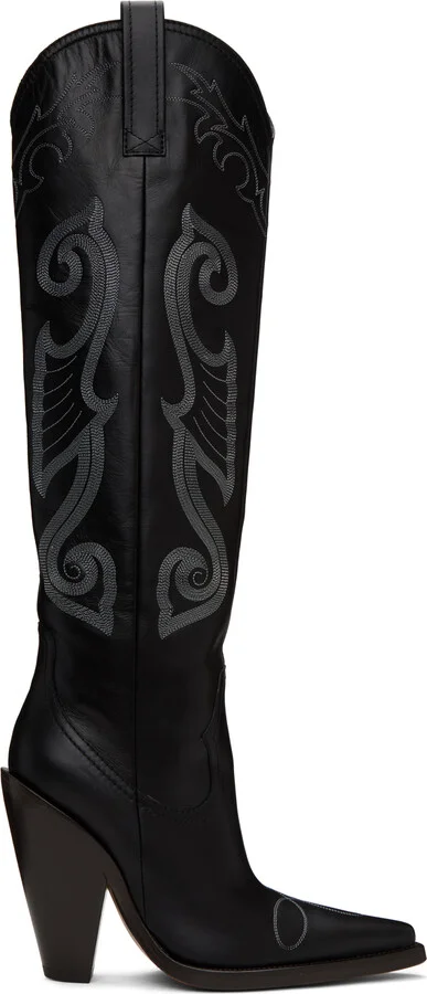 Moschino Jeans Black High Western Boots