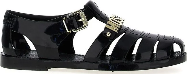 Moschino Jelly Logo Plaque Sandals
