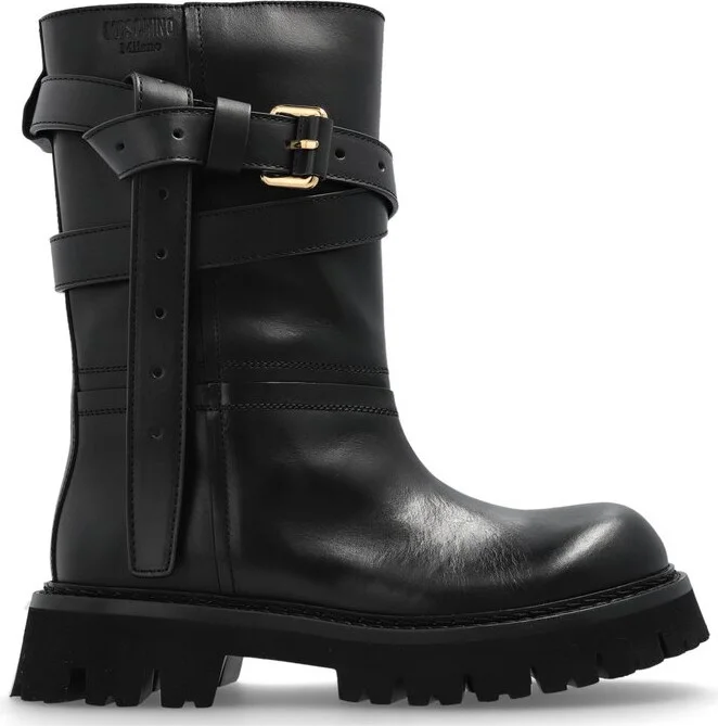 Moschino Logo Debossed Ankle Boots