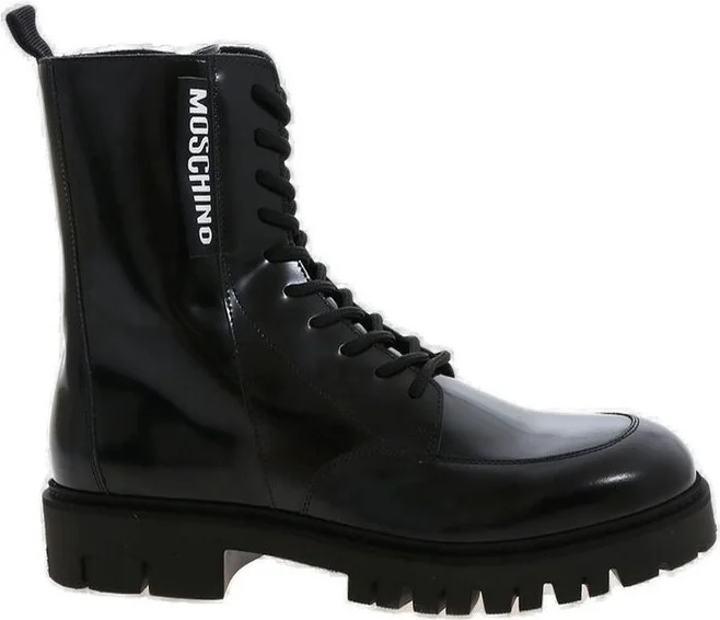 Moschino Logo Detailed Ankle Boots