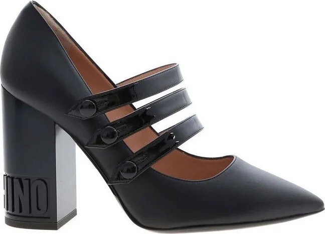Moschino Logo Embossed Pointed-Toe Pumps