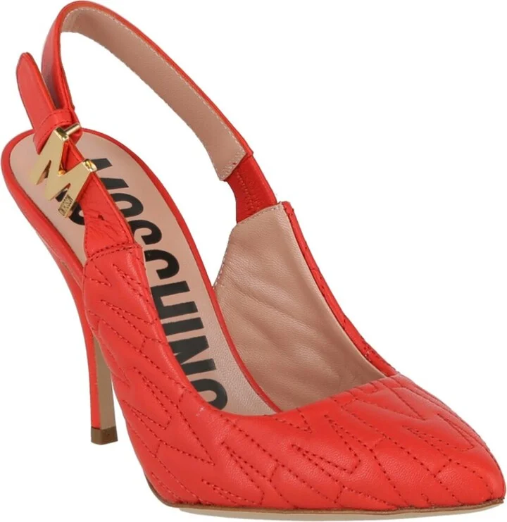 Moschino Logo Leather Slingback Pump