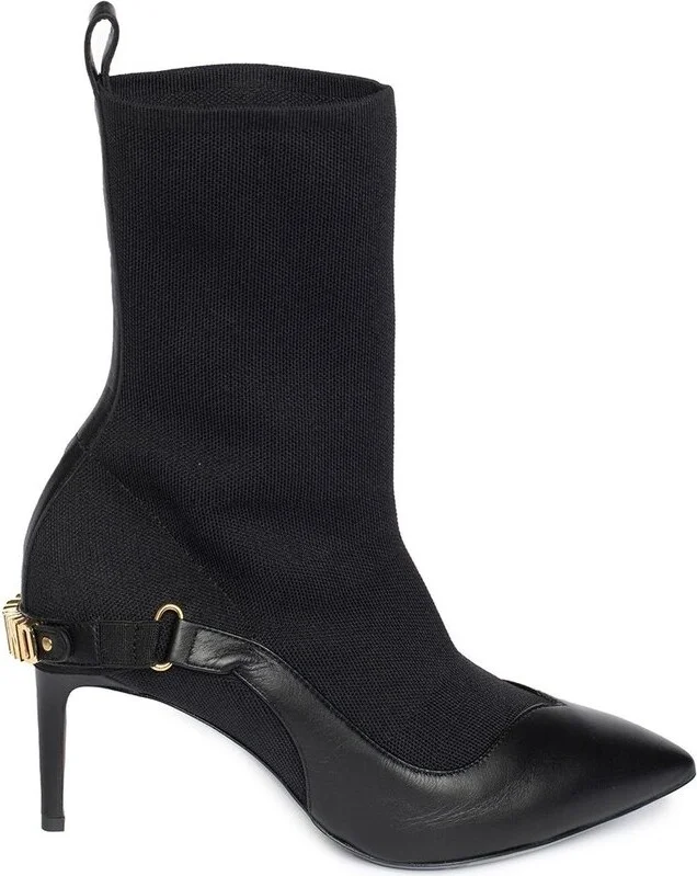 Moschino Logo Lettering Pointed Toe Boots