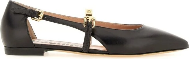 Moschino Logo Lettering Pointed-Toe Flat Shoes