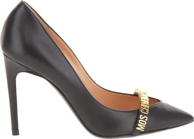 Moschino Logo-Lettering Pointed-Toe Pumps
